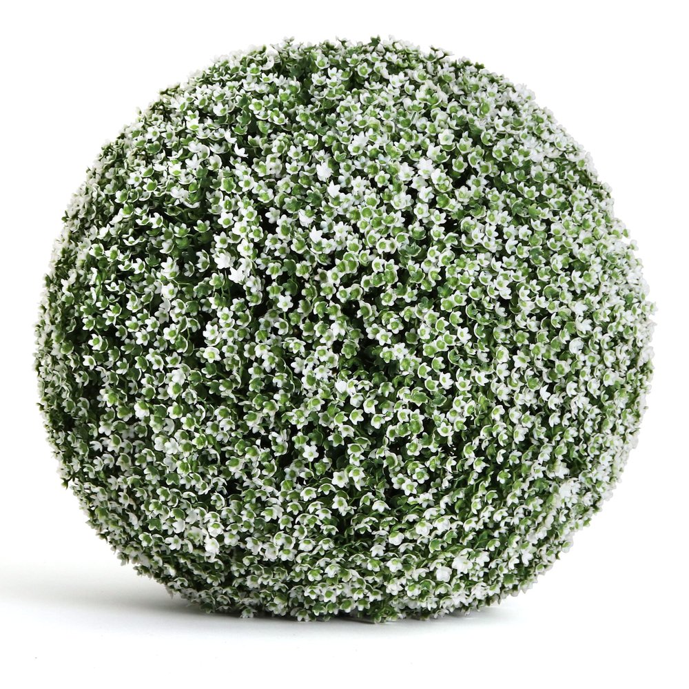 3rd Street Inn Large Baby's Breath Topiary Ball - Artificial Plant Set - Indoor/Outdoor Wedding Party Decor - Faux Foliage Garden Sphere - Tree and Bush Substitute (15")