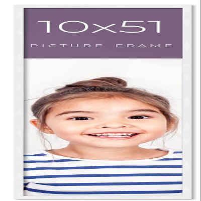 10x51 Frame White Real Wood Picture Frame Width 0.75 Inches | Interior Frame Depth 0.5 Inches | Bianca Mid Century Photo Frame Complete with UV Acrylic, Foam Board Backing & Hanging Hardware
