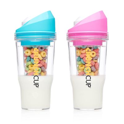 CRUNCHCUP Bundle & Save 15% on Two Portable Cereal Tumblers - No Spoon, No Bowl, It's Cereal on the Go [Blue & Pink]