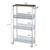 NANANARDOSO 4-Tier Slim Rolling Cart with Wood Top, Narrow Storage Organizer with Wheels & Handle for Kitchen Bathroom Laundry Room, Black, Silver. view 2