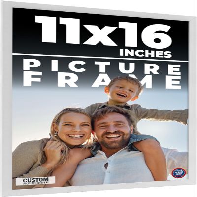 11x16 Frame White Real Wood Picture Frame Width 0.75 Inches | Interior Frame Depth 0.5 Inches | Bianca Mid Century Photo Frame Complete with UV Acrylic, Foam Board Backing & Hanging Hardware