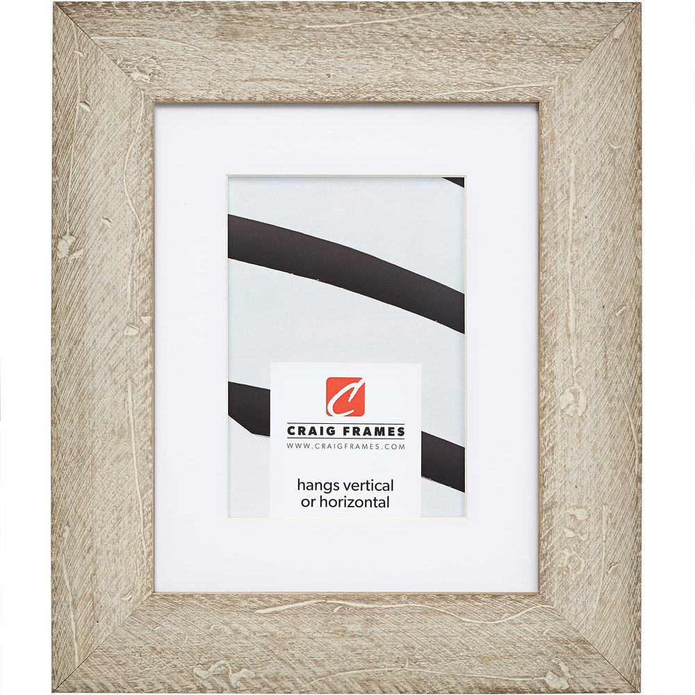 Craig Frames Hatteras, 20 x 24 Inch Picture Frame Matted to Display a 16 x 20 Inch Photo, Boho Rustic White Wash