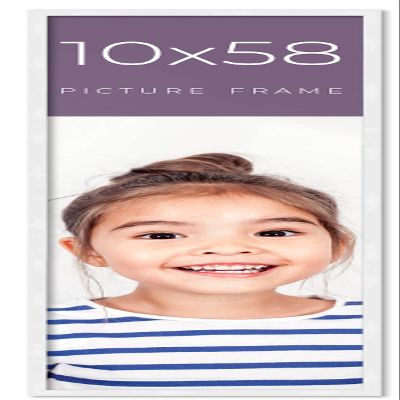 10x58 Frame White Real Wood Picture Frame Width 0.75 Inches | Interior Frame Depth 0.5 Inches | Bianca Mid Century Photo Frame Complete with UV Acrylic, Foam Board Backing & Hanging Hardware