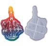 DIY Crystal Epoxy Resin Mold Hand Ratio Middle Finger Skull Hand Mirror Plate Silicone Mold for Resin Erect Middle Finger view 1
