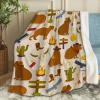 ARTBLANKET Capybara Cute Mexican Cactus 1 Throw Blanket Fannel Fleece Super Soft Funny Blanket Travel Throw Blanket for Bed Couch Sofa 120 x 90 Inch for Family view 1