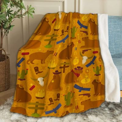 ARTBLANKET Capybara Cute Mexican Cactus Throw Blanket Fannel Fleece Super Soft Funny Blanket Travel Throw Blanket for Bed Couch Sofa 120 x 90 Inch for Family