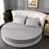 Wgreat 1 pc/Set 100% Cotton Round Fitted Sheet Solid Color Round Bed Cover Bedding Set Mattress Cover Topper with Elastic Strap for Hotel Home,Gray a,Diameter240cm(94inch) view 1