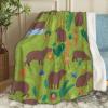 ARTBLANKET Green with Capybaras Throw Blanket Fannel Fleece Super Soft Funny Blanket Travel Throw Blanket for Bed Couch Sofa 120 x 90 Inch for Family view 1