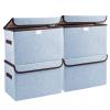 Bagnizer Foldable Storage Bins with Lids, Decorative Storage Baskets, Large Storage Boxes for Home, Office, Bedroom, Closet, Blue, Medium, 4 Pack 14.6 x 9.5 x 9.5 view 1