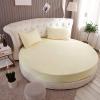 Wgreat 1 pc/Set 100% Cotton Round Fitted Sheet Solid Color Round Bed Cover Bedding Set Mattress Cover Topper with Elastic Strap for Hotel Home,Beige,Diameter230cm(90inch) view 1
