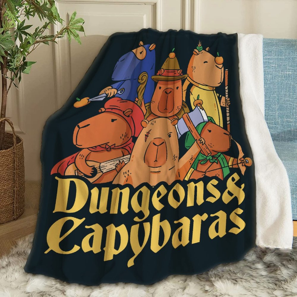 ARTBLANKET Dungeons Capybaras Throw Blanket Fannel Fleece Super Soft Funny Blanket Travel Throw Blanket for Bed Couch Sofa 120 x 90 Inch for Family