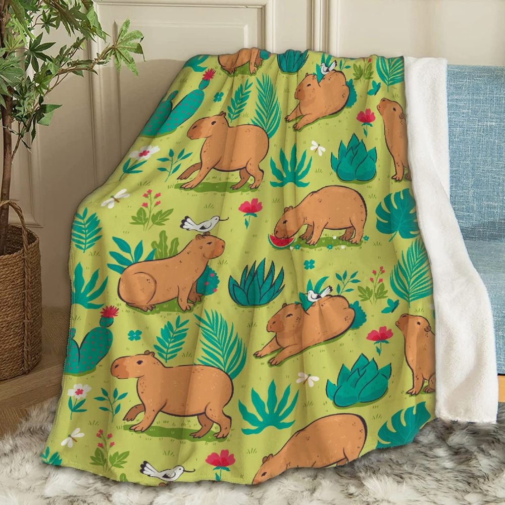 ARTBLANKET Cute Capybara Throw Blanket Fannel Fleece Super Soft Funny Blanket Travel Throw Blanket for Bed Couch Sofa 120 x 90 Inch for Family