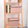 Bagnizer Linen Fabric Foldable Storage Cube Bin Organizer Basket with Flip-Top Lid & Handles, Large Clothes Blanket Box for Home, Office, Closet, Pink, 4 Pack 14.6 x 9.5 x 9.5 view 3
