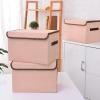 Bagnizer Linen Fabric Foldable Storage Cube Bin Organizer Basket with Flip-Top Lid & Handles, Large Clothes Blanket Box for Home, Office, Closet, Pink, 4 Pack 14.6 x 9.5 x 9.5 view 4