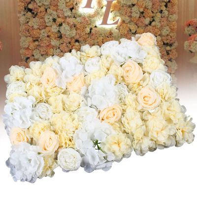 10/12/20 Flower Panels,16"x 24"Artificial Flower Wall Panels,Pink/White Flower Backdrop Wall for Home Party Christmas,Thanksgiving Wedding Christmas Festival Photo Backgdrop Decor (12*Champagne)