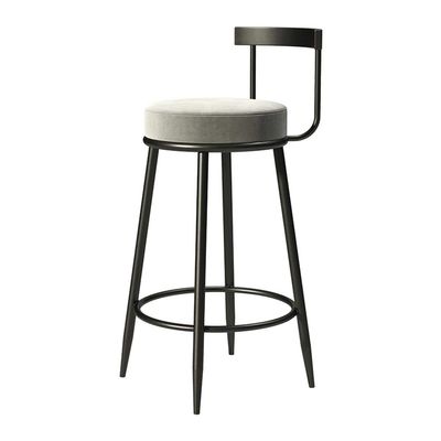 Barstools Bar Stool Velvet Fabric Upholstered Seat with Backrest & Footrest Dining Chair for Breakfast Bar, Counter, Kitchen and Home Max. Load 200kg for Bistro Pub Caf Island Kitchen