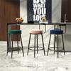 Barstools Bar Stool Velvet Fabric Upholstered Seat with Backrest & Footrest Dining Chair for Breakfast Bar, Counter, Kitchen and Home Max. Load 200kg for Bistro Pub Caf Island Kitchen view 2
