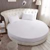 Wgreat 1 pc/Set 100% Cotton Round Fitted Sheet Solid Color Round Bed Cover Bedding Set Mattress Cover Topper with Elastic Strap for Hotel Home,White,Diameter230cm(90inch) view 1