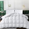 1 Piece Goose Down Comforter Fill Power 500 GSM All Season White Pinch Pleat Queen/Full Size | Modern Fluffy Baffle Box Design Comforter/Duvet Insert with 100% Soft Cotton view 1