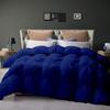 1 Piece Goose Down Comforter Fill Power 500 GSM All Season Royal Blue Pinch Pleat Oversized Queen Size | Modern Fluffy Baffle Box Design Comforter/Duvet Insert with 100% Soft Cotton view 2
