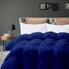 1 Piece Goose Down Comforter Fill Power 500 GSM All Season Royal Blue Pinch Pleat Oversized Queen Size | Modern Fluffy Baffle Box Design Comforter/Duvet Insert with 100% Soft Cotton view 3
