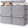Bagnizer Large 22 Quart Linen Fabric Foldable Storage Bin Cube Organizer Basket with Flip-Top Lid & Handles, Clothes Blanket Box for Home, Office, Closet, Gray, 4 Pack 14.6 x 9.5 x 9.5 view 1