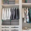 Bagnizer Large 22 Quart Linen Fabric Foldable Storage Bin Cube Organizer Basket with Flip-Top Lid & Handles, Clothes Blanket Box for Home, Office, Closet, Gray, 4 Pack 14.6 x 9.5 x 9.5 view 4