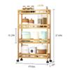 TIE-DailyNec 4-Tier Bamboo Kitchen Rolling Cart Removable Wood Trolley Island Cart, Utility Cart Multi-Layer Storage Shelf Rack on Wheels (23.6" L X 7.1" W X 37.8" H) view 2