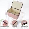 Bagnizer Linen Fabric Foldable Storage Cube Bin Organizer Basket with Flip-Top Lid & Handles, Large Clothes Blanket Box for Home, Office, Closet, Gray & Pink, 4 Pack 14.6 x 9.5 x 9.5 view 2