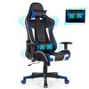 GYMAX Gaming Chair, Massage Gaming Chairs for Adults with Headrest, Lumbar Support & Armrest, Video Computer Reclining Gaming Chair, Office Desk Gamer Task Chair (Blue) view 1