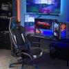 GYMAX Gaming Chair, Massage Gaming Chairs for Adults with Headrest, Lumbar Support & Armrest, Video Computer Reclining Gaming Chair, Office Desk Gamer Task Chair (Blue) view 2