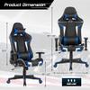 GYMAX Gaming Chair, Massage Gaming Chairs for Adults with Headrest, Lumbar Support & Armrest, Video Computer Reclining Gaming Chair, Office Desk Gamer Task Chair (Blue) view 3