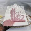 NC 10pcs 3D Pop Up Bride and Groom Engagement Cards Lovers Wedding Invitation Greeting Cards Laser Cut Valentine's Day Gift Anniversary Card (Gillter Pink, only invitation cover) view 1