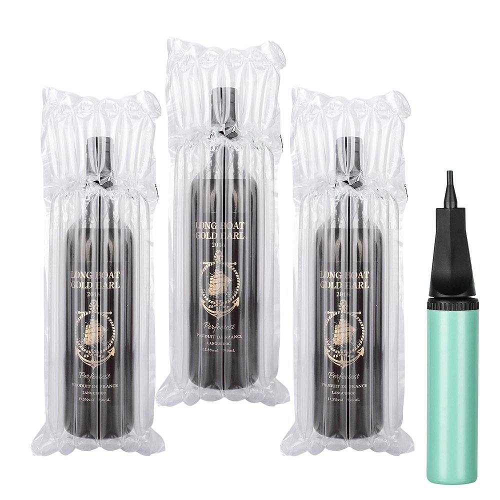 Kivsty Wine Bags Bottle Protector for Travel - 30 Packs, Inflatable Air Column Bubble Cushion Wrap Wine Bottles Packaging Sleeve for Shipping Airplane Suitcase - 12 x 3.5 Inch