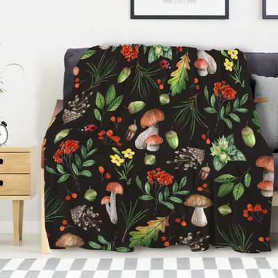 Avalokitesvara Dark Wild Forest Mushrooms Flannel Blanket Super Soft and Warm for Bed Couch Sofa 120x90 Inch for Family