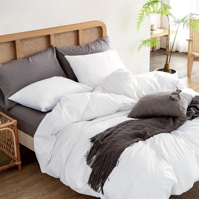 1 Piece Full/Queen Size (90" x 90") Inch Luxury Soft Duvet Cover 800 Thread Count 100% Egyptian Cotton with Zipper Closure & Corner Ties for Duvet Cover - White Solid