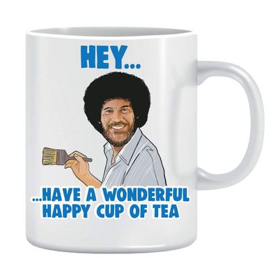 Cheeky Chops Mug Bob Ross Happy Cup of Tea Novelty Gift CMUG89