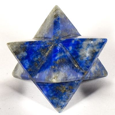 32mm Rich Blue Lapis Lazuli w/Golden Iron Pyrite 8 Point Merkaba Stars Polished Natural Sparkling Gemstone Crystal Mineral Specimens - Afghanistan (5PCs)