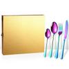 Silverware Set, Cutlery Set 16 Pcs Stainless Steel Dinnerware Fork Spoon Gold Cutlery Set Spoon and Fork Set Stainless Steel Cutlery BY ZZYY (Color : Rainbow 16 pecs) view 3