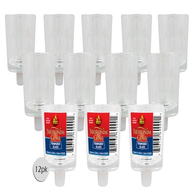 Ner Mitzvah Neironim Glass Shabbos Candle Holders with Safety Rubber - Premium Quality Clear Votive Cups, Standard Size for Shabbat, Chanukah and Party Decoration - Pack of 12