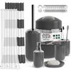 Clara Clark Bathroom Set - Gray Bathroom Accessories Set, 20PC Bathroom Accessory Set, Shower Curtain Set with Liner, Toothbrush Holder, Soap Dispenser, Soap Dish, Toilet Brush Holder, and Trash Can view 1