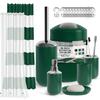 Clara Clark Bathroom Set - Green Bathroom Accessories Set, 20PC Bathroom Accessory Set, Shower Curtain Set with Liner, Toothbrush Holder, Soap Dispenser, Soap Dish, Toilet Brush Holder, and Trash Can view 1