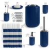 Clara Clark Bathroom Set - Navy Bathroom Accessories Set, 20PC Bathroom Accessory Set, Shower Curtain Set with Liner, Toothbrush Holder, Soap Dispenser, Soap Dish, Toilet Brush Holder, and Trash Can view 2