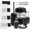 Clara Clark Bathroom Set - Black Bathroom Accessories Set, 20PC Bathroom Accessory Set, Shower Curtain Set, Soap Dispenser, Toilet Brush, & Trash Can view 1