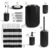 Clara Clark Bathroom Set - Black Bathroom Accessories Set, 20PC Bathroom Accessory Set, Shower Curtain Set, Soap Dispenser, Toilet Brush, & Trash Can view 2