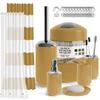 Clara Clark Bathroom Set - Gold Bathroom Accessories Set, 20PC Bathroom Accessory Set, Shower Curtain Set with Liner, Toothbrush Holder, Soap Dispenser, Soap Dish, Toilet Brush Holder, and Trash Can view 1