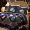 Holiday Christmas 3-Piece King Patchwork Quilt Bedding Set, Silent Night Winter Starry Sky Cabin, Soft Lightweight Coverlet Bedspread view 1