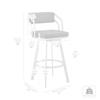 Armen Living Scranton Modern 26" Seat Height Gray Faux Leather and Black Steel Metal Swivel Bar Stool for Kitchen Island Counter view 2