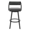 Armen Living Scranton Modern 26" Seat Height Gray Faux Leather and Black Steel Metal Swivel Bar Stool for Kitchen Island Counter view 4