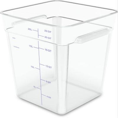 Carlisle FoodService Products Squares Square Food Storage Container with Stackable Design for Catering, Buffets, Restaurants, Polycarbonate (Pc), 22 Quarts, Clear